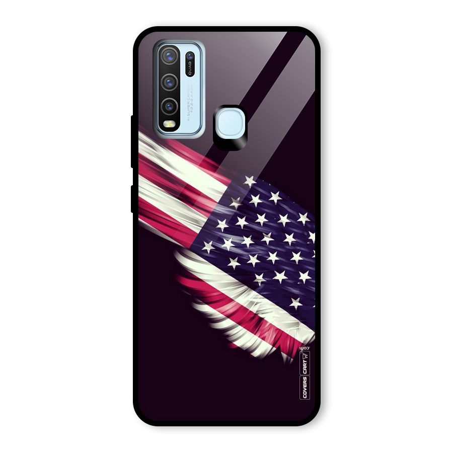 Red And White Stripes Stars Glass Back Case for Vivo Y50