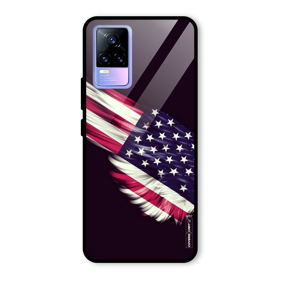 Red And White Stripes Stars Glass Back Case for Vivo Y73