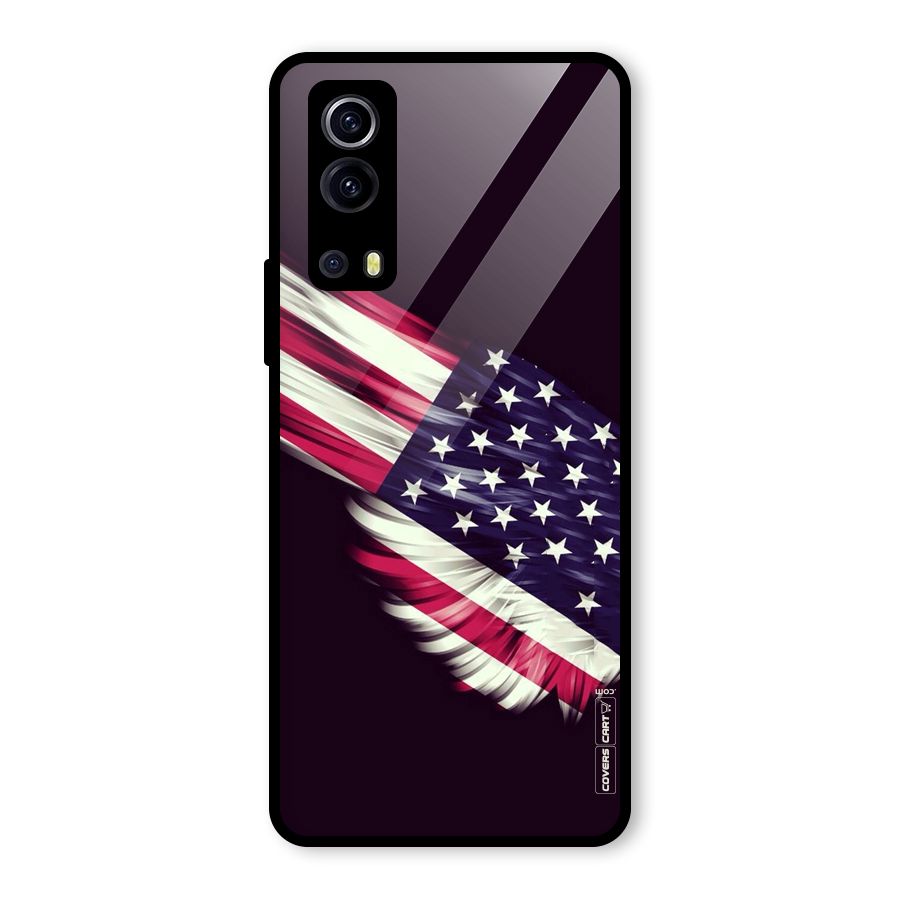 Red And White Stripes Stars Glass Back Case for Vivo iQOO Z3
