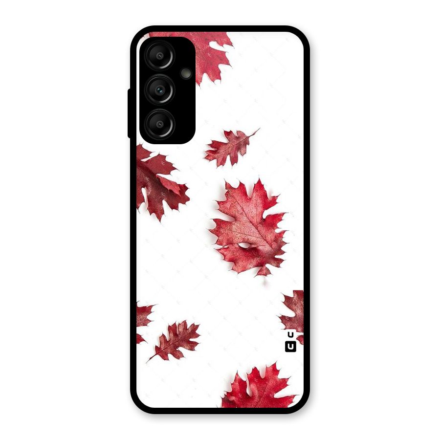 Red Appealing Autumn Leaves Glass Back Case for Galaxy A14 5G