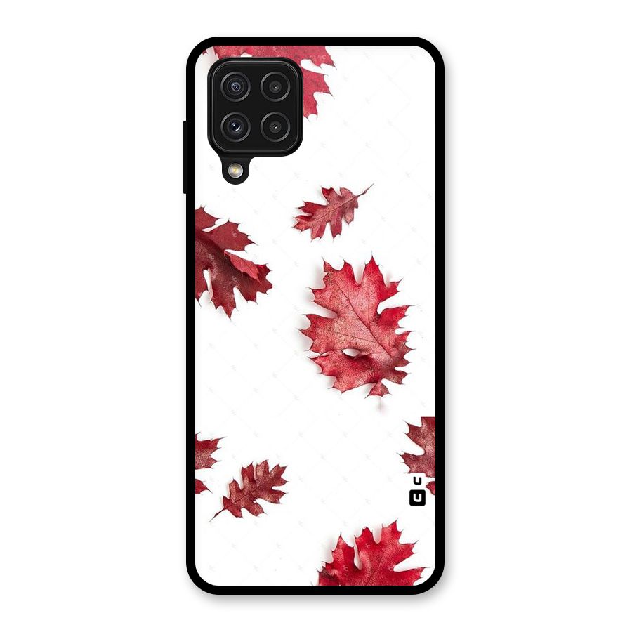 Red Appealing Autumn Leaves Glass Back Case for Galaxy A22 4G