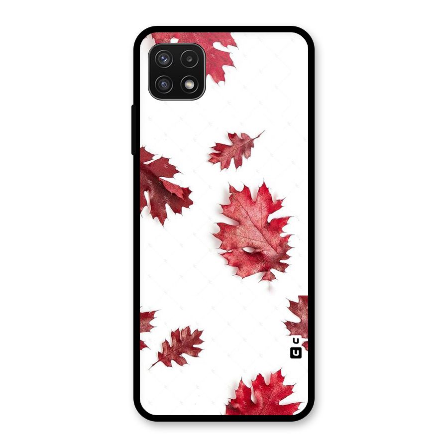 Red Appealing Autumn Leaves Glass Back Case for Galaxy A22 5G