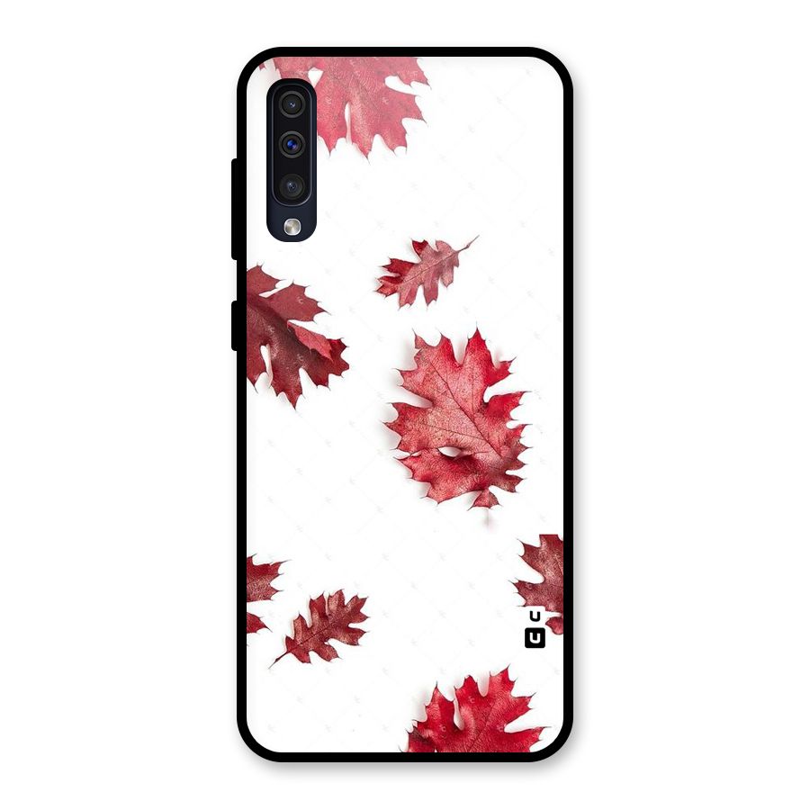 Red Appealing Autumn Leaves Glass Back Case for Galaxy A50s