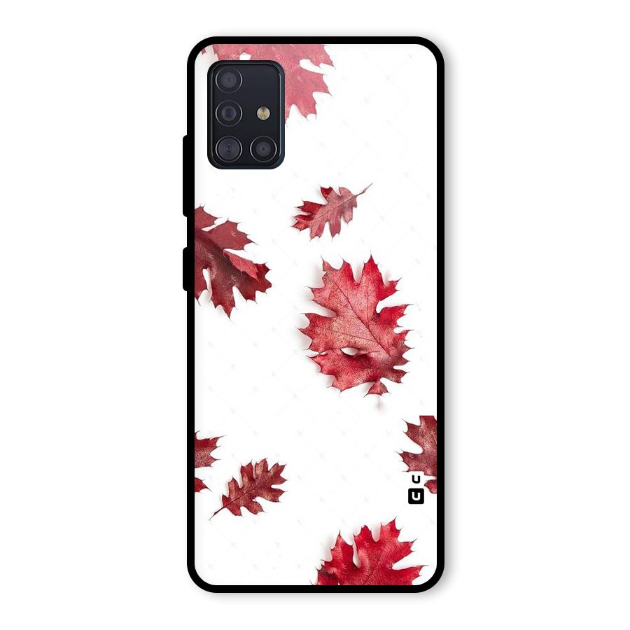 Red Appealing Autumn Leaves Glass Back Case for Galaxy A51
