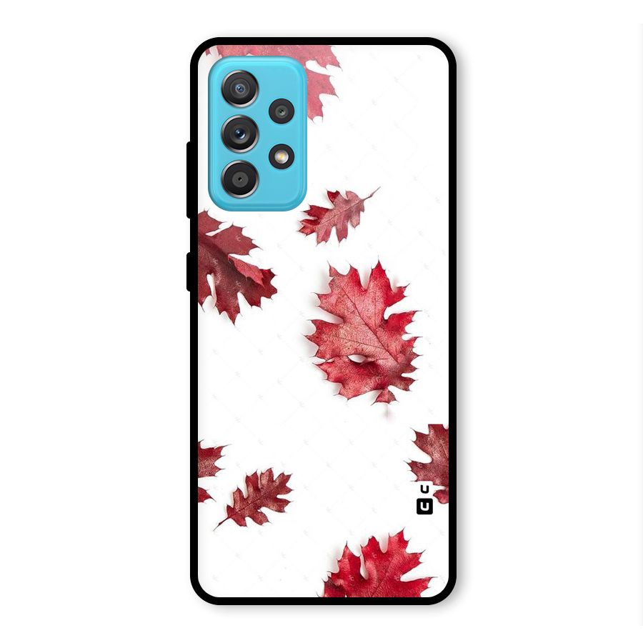 Red Appealing Autumn Leaves Glass Back Case for Galaxy A52