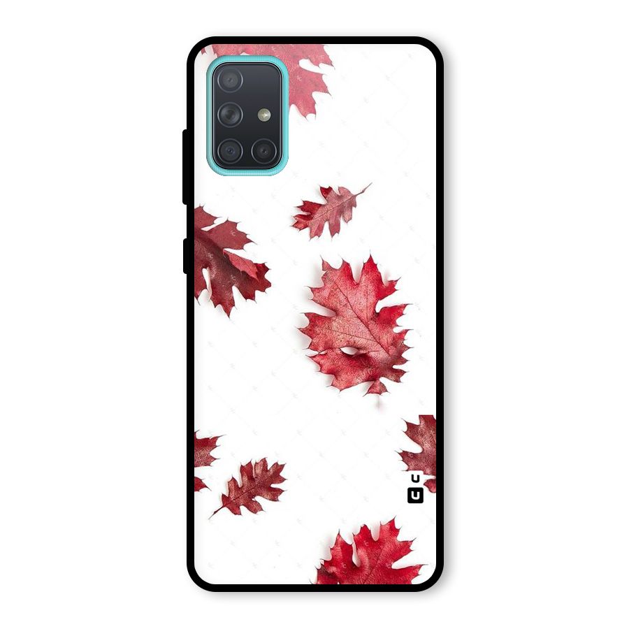 Red Appealing Autumn Leaves Glass Back Case for Galaxy A71
