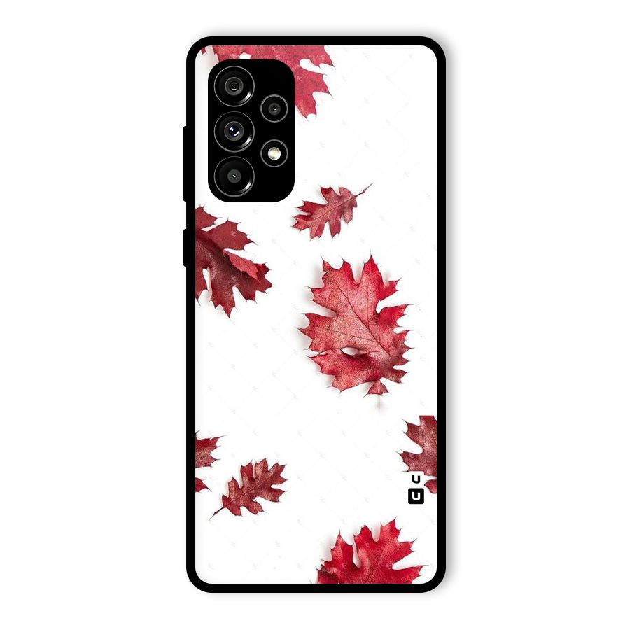 Red Appealing Autumn Leaves Glass Back Case for Galaxy A73 5G