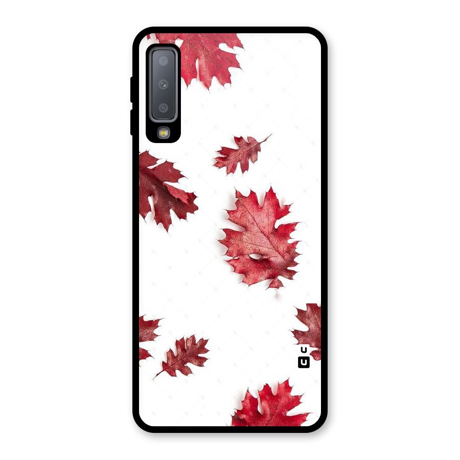 Red Appealing Autumn Leaves Glass Back Case for Galaxy A7 (2018)