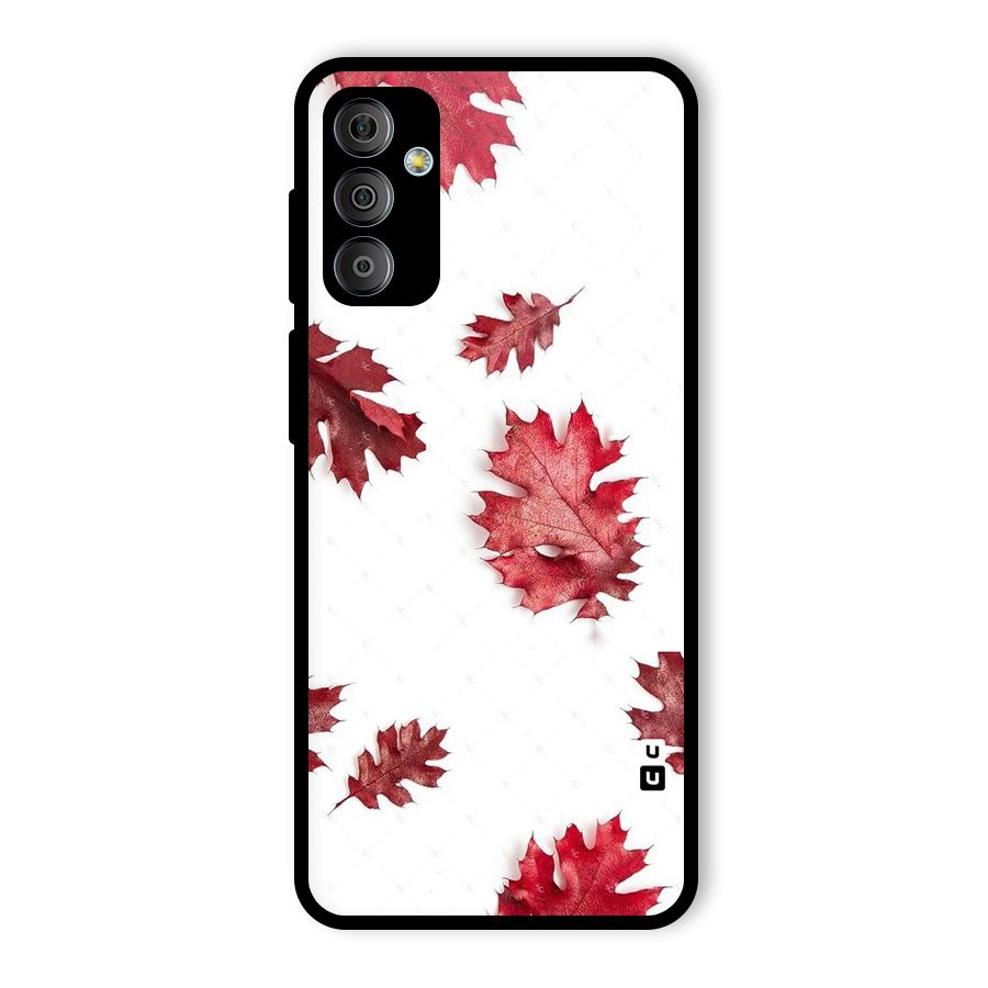 Red Appealing Autumn Leaves Glass Back Case for Galaxy F23