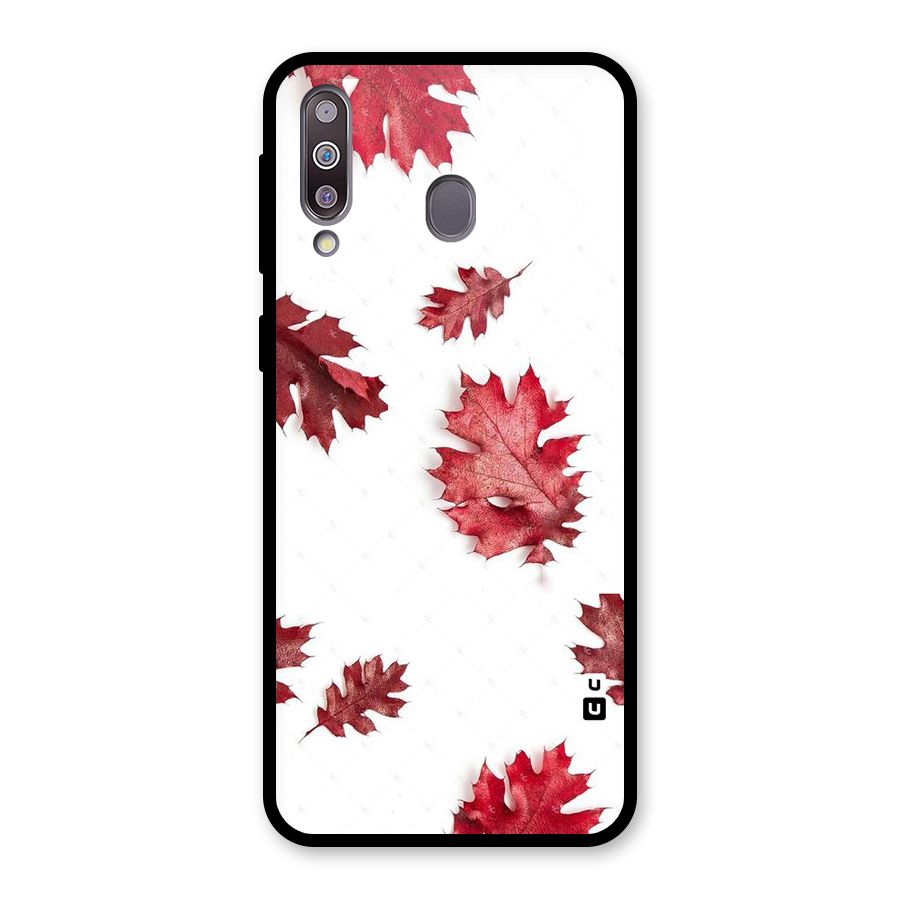 Red Appealing Autumn Leaves Glass Back Case for Galaxy M30