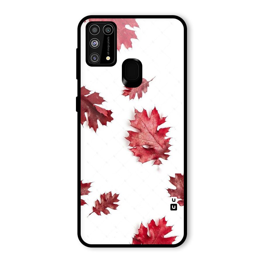 Red Appealing Autumn Leaves Glass Back Case for Galaxy M31