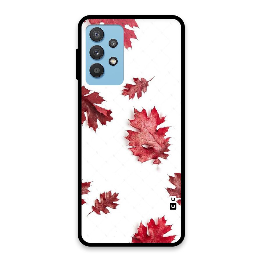 Red Appealing Autumn Leaves Glass Back Case for Galaxy M32 5G