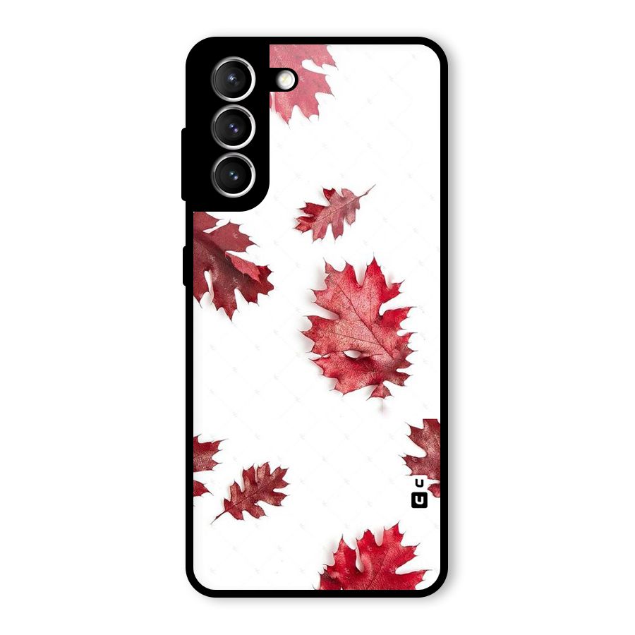Red Appealing Autumn Leaves Glass Back Case for Galaxy S21 5G