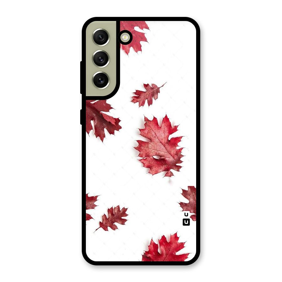Red Appealing Autumn Leaves Glass Back Case for Galaxy S21 FE 5G