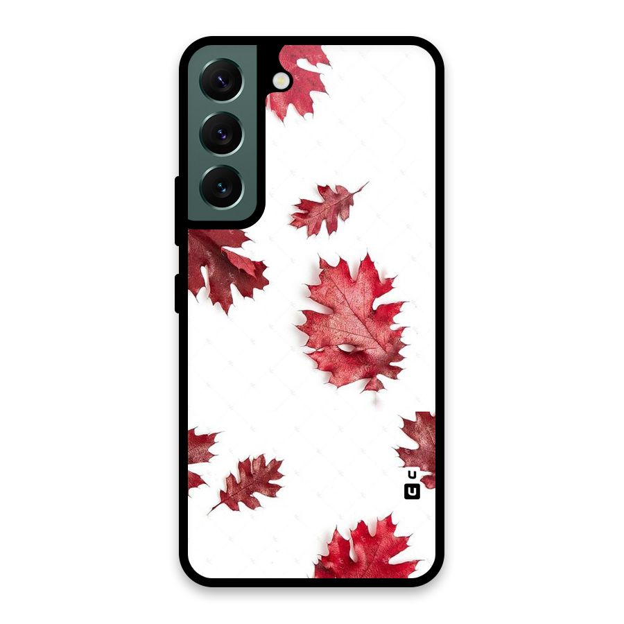 Red Appealing Autumn Leaves Glass Back Case for Galaxy S22 5G