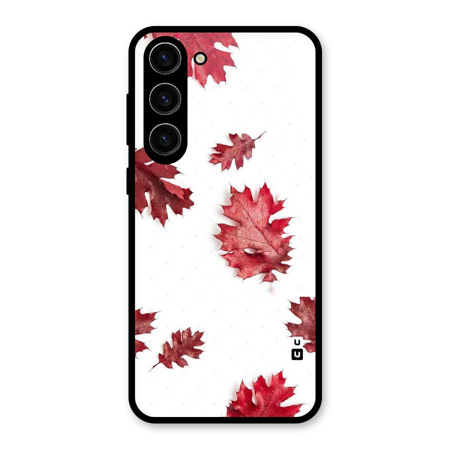 Red Appealing Autumn Leaves Glass Back Case for Galaxy S23 Plus