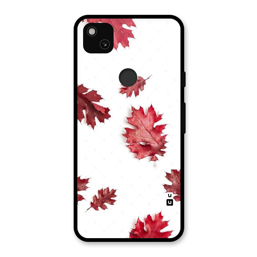Red Appealing Autumn Leaves Glass Back Case for Google Pixel 4a