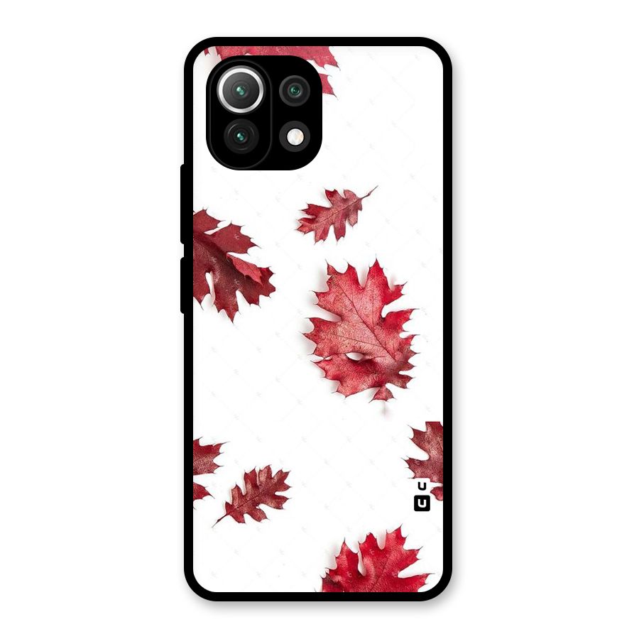 Red Appealing Autumn Leaves Glass Back Case for Mi 11 Lite