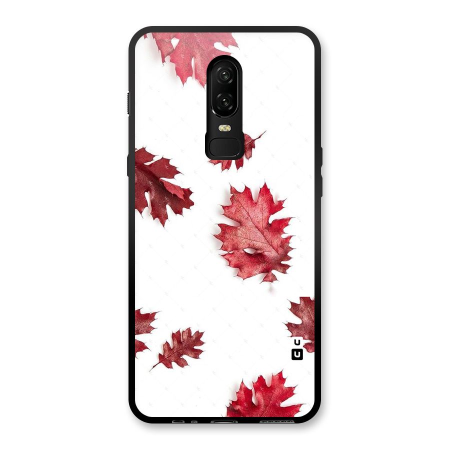 Red Appealing Autumn Leaves Glass Back Case for OnePlus 6