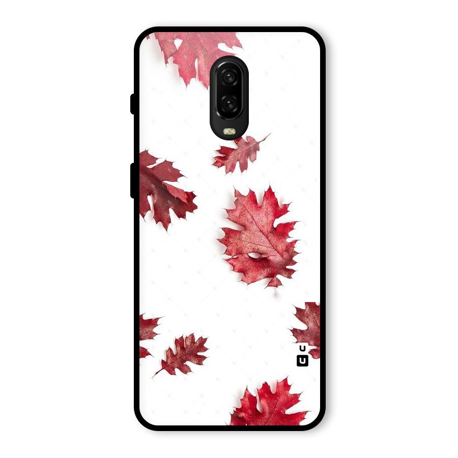 Red Appealing Autumn Leaves Glass Back Case for OnePlus 6T