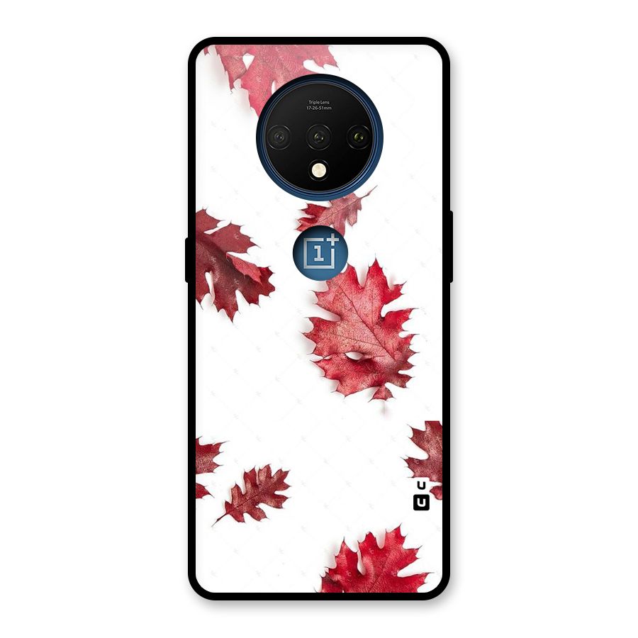 Red Appealing Autumn Leaves Glass Back Case for OnePlus 7T