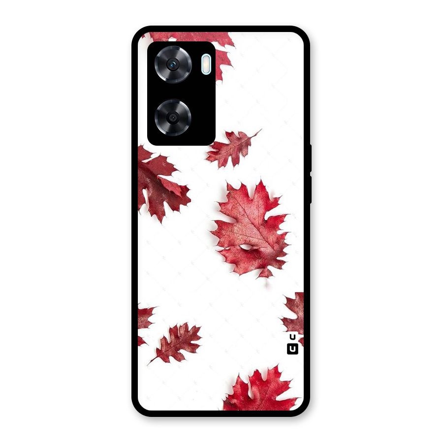 Red Appealing Autumn Leaves Glass Back Case for Oppo A77