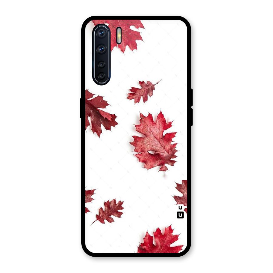 Red Appealing Autumn Leaves Glass Back Case for Oppo F15