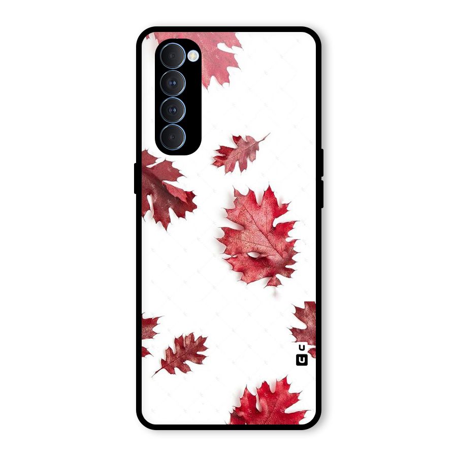 Red Appealing Autumn Leaves Glass Back Case for Oppo Reno4 Pro