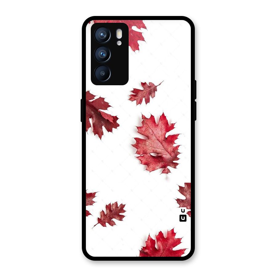 Red Appealing Autumn Leaves Glass Back Case for Oppo Reno6 5G