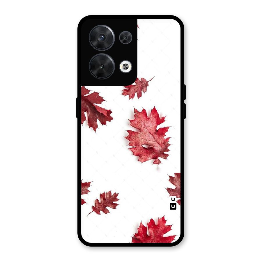 Red Appealing Autumn Leaves Glass Back Case for Oppo Reno8 5G