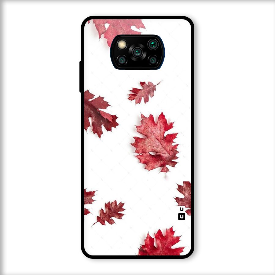 Red Appealing Autumn Leaves Glass Back Case for Poco X3