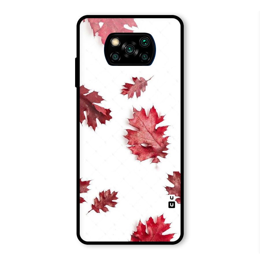 Red Appealing Autumn Leaves Glass Back Case for Poco X3 Pro
