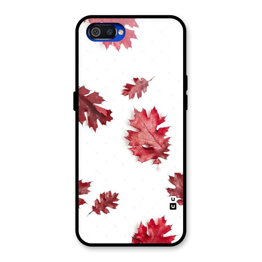 Red Appealing Autumn Leaves Glass Back Case for Realme C2