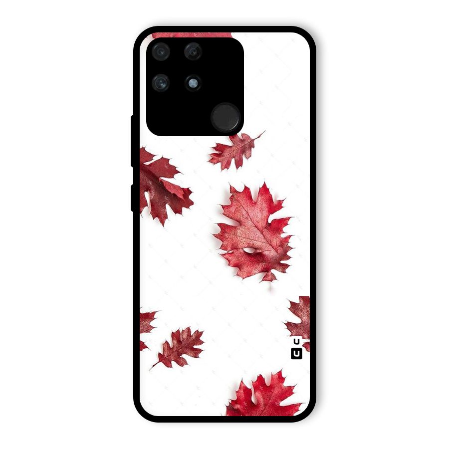 Red Appealing Autumn Leaves Glass Back Case for Realme Narzo 50A