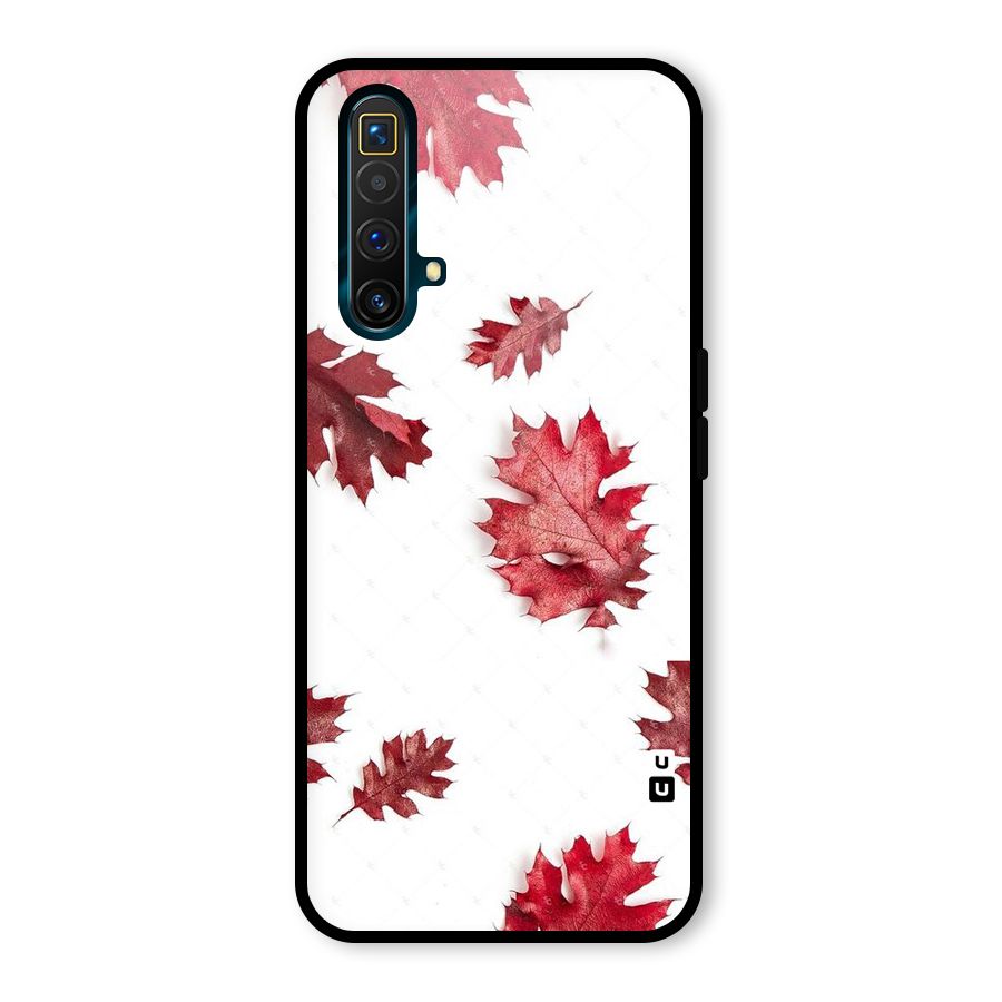 Red Appealing Autumn Leaves Glass Back Case for Realme X3