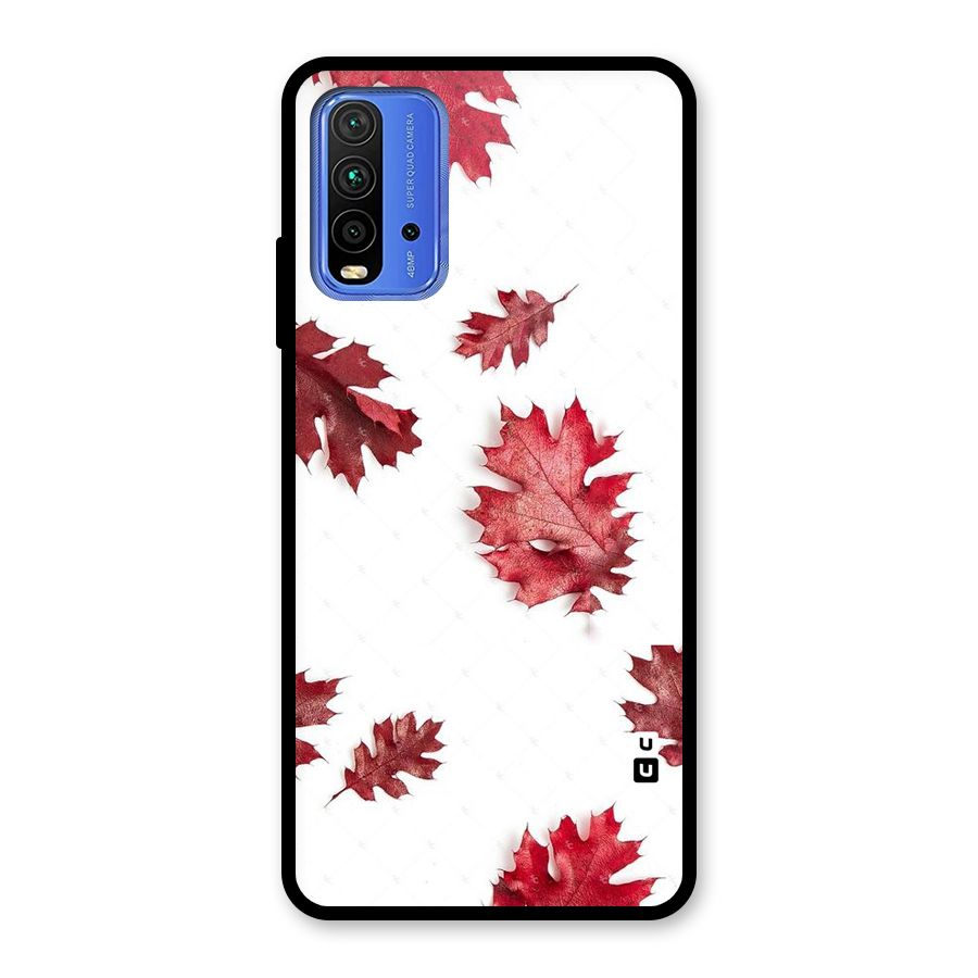 Red Appealing Autumn Leaves Glass Back Case for Redmi 9 Power