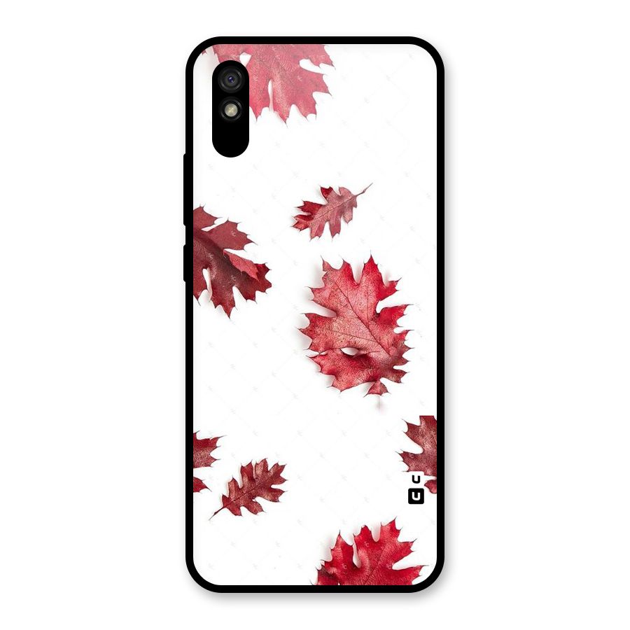 Red Appealing Autumn Leaves Glass Back Case for Redmi 9i