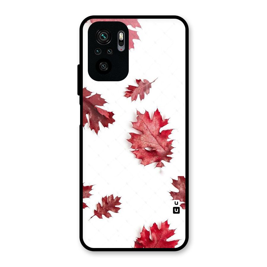 Red Appealing Autumn Leaves Glass Back Case for Redmi Note 10S
