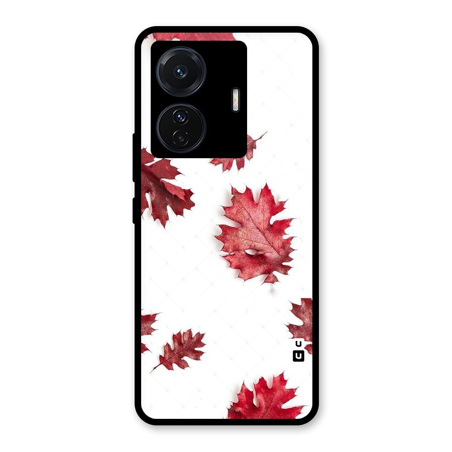 Red Appealing Autumn Leaves Glass Back Case for Vivo T1 Pro