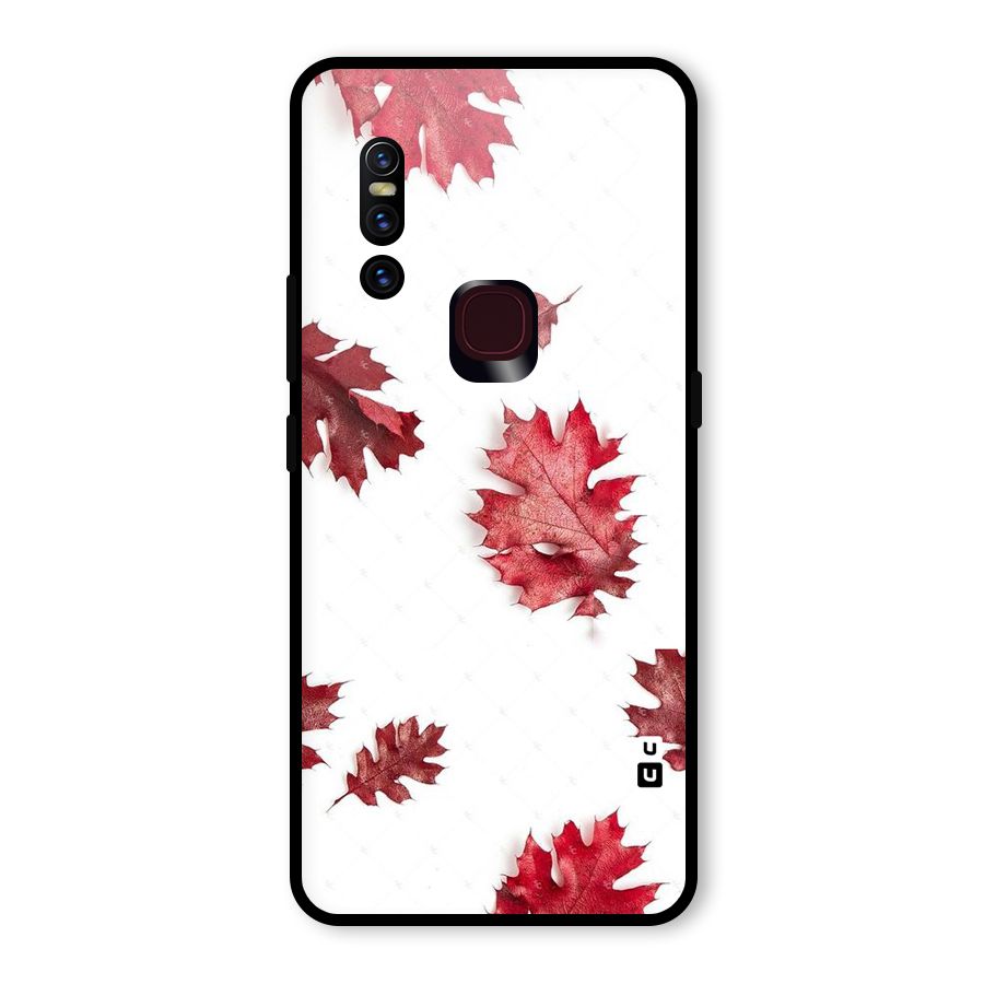 Red Appealing Autumn Leaves Glass Back Case for Vivo V15
