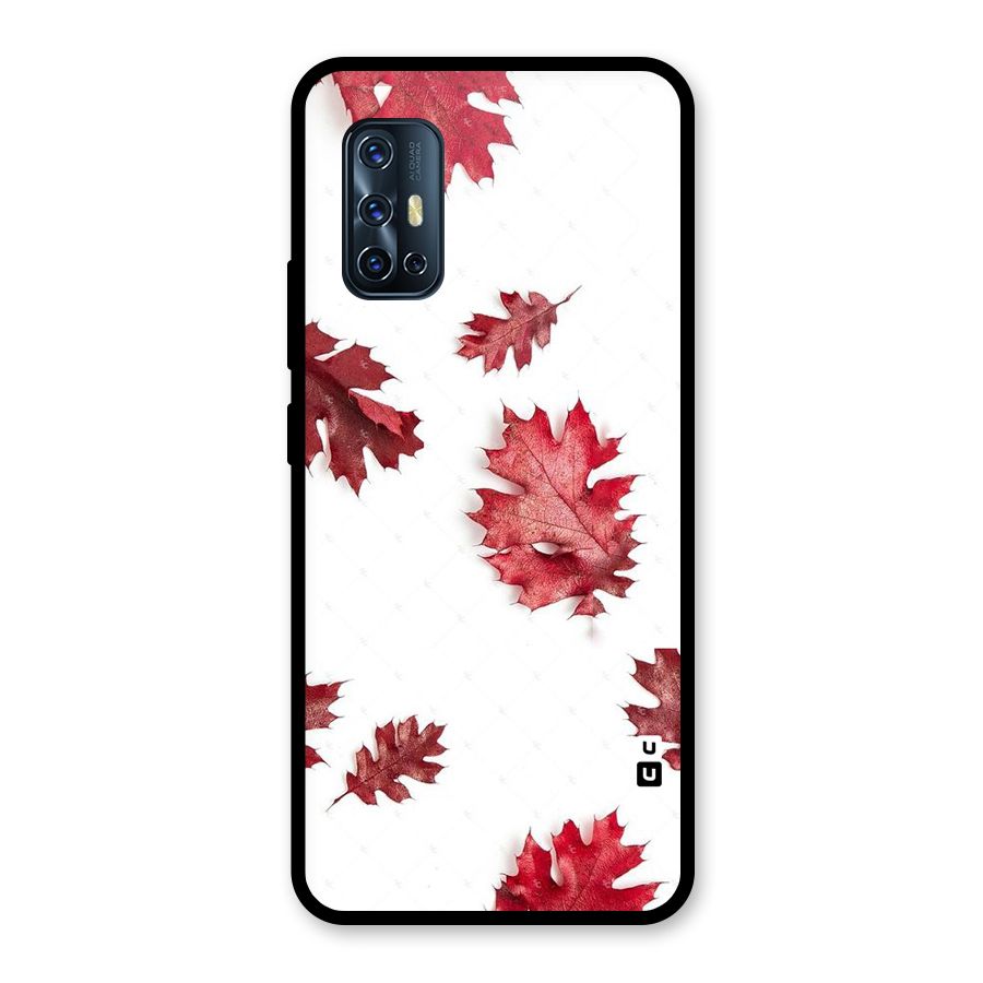 Red Appealing Autumn Leaves Glass Back Case for Vivo V17
