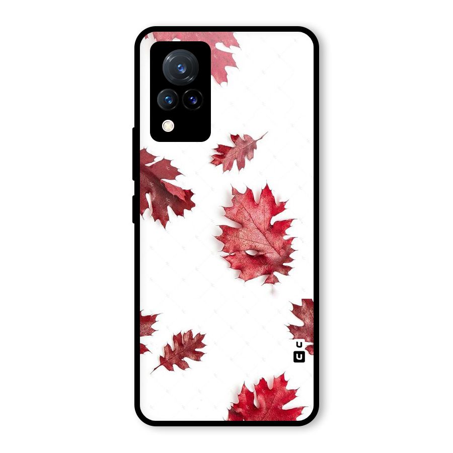 Red Appealing Autumn Leaves Glass Back Case for Vivo V21 5G