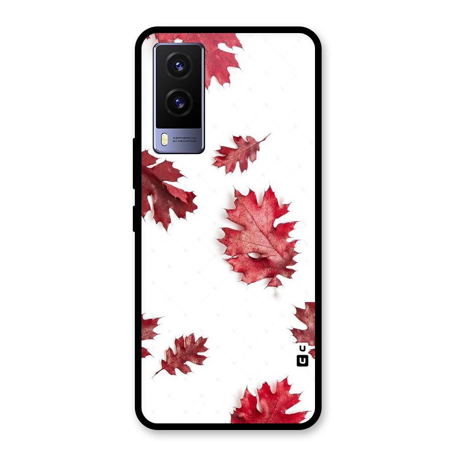 Red Appealing Autumn Leaves Glass Back Case for Vivo V21e 5G