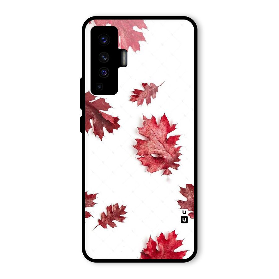 Red Appealing Autumn Leaves Glass Back Case for Vivo X50