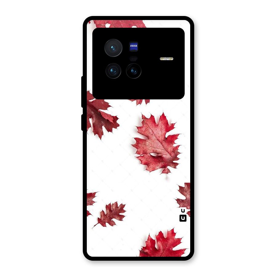 Red Appealing Autumn Leaves Glass Back Case for Vivo X80