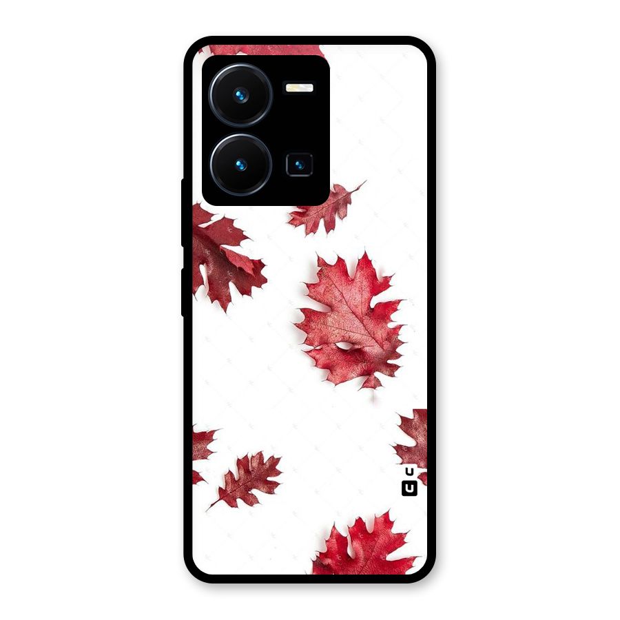 Red Appealing Autumn Leaves Glass Back Case for Vivo Y35