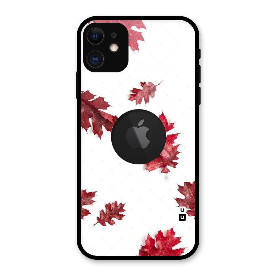 Red Appealing Autumn Leaves Glass Back Case for iPhone 11 Logo Cut
