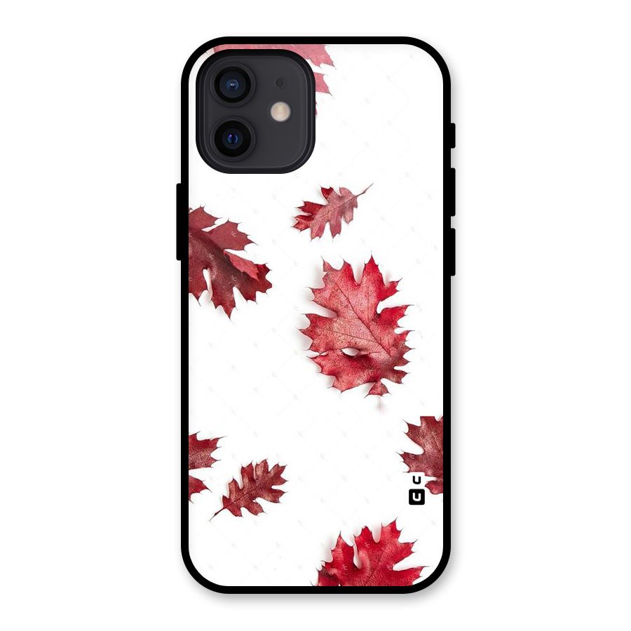 Red Appealing Autumn Leaves Glass Back Case for iPhone 12
