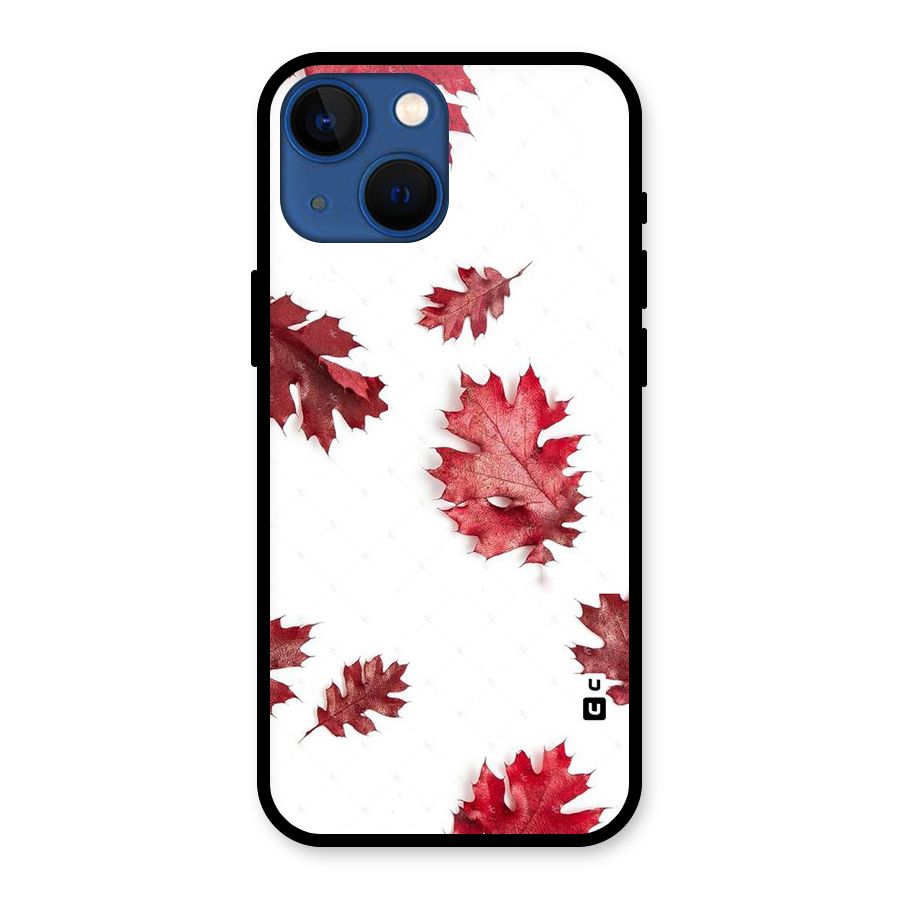 Red Appealing Autumn Leaves Glass Back Case for iPhone 13 Mini