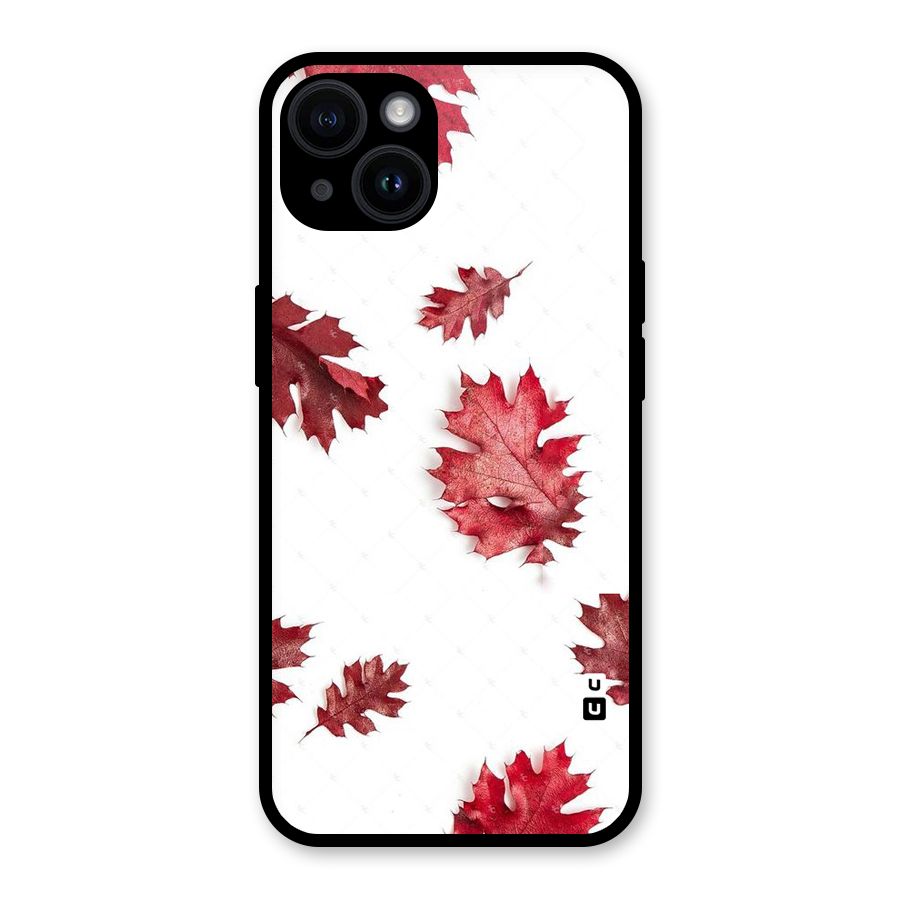 Red Appealing Autumn Leaves Glass Back Case for iPhone 14